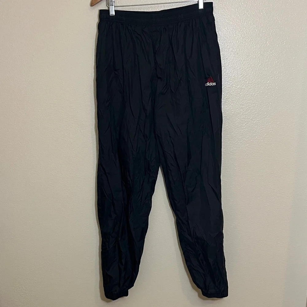 Adidas Men's Black Joggers with Red Logo